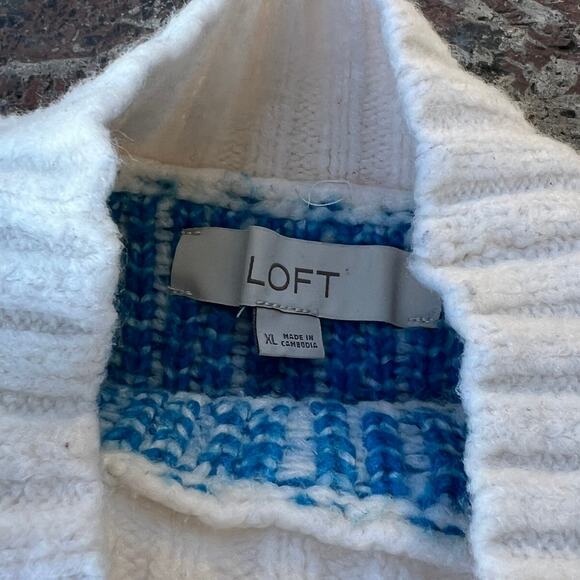 LOFT Ann Taylor Winter Sweater Christmas Pullover Cozy Pink White Size XL - Picture 2 of 3